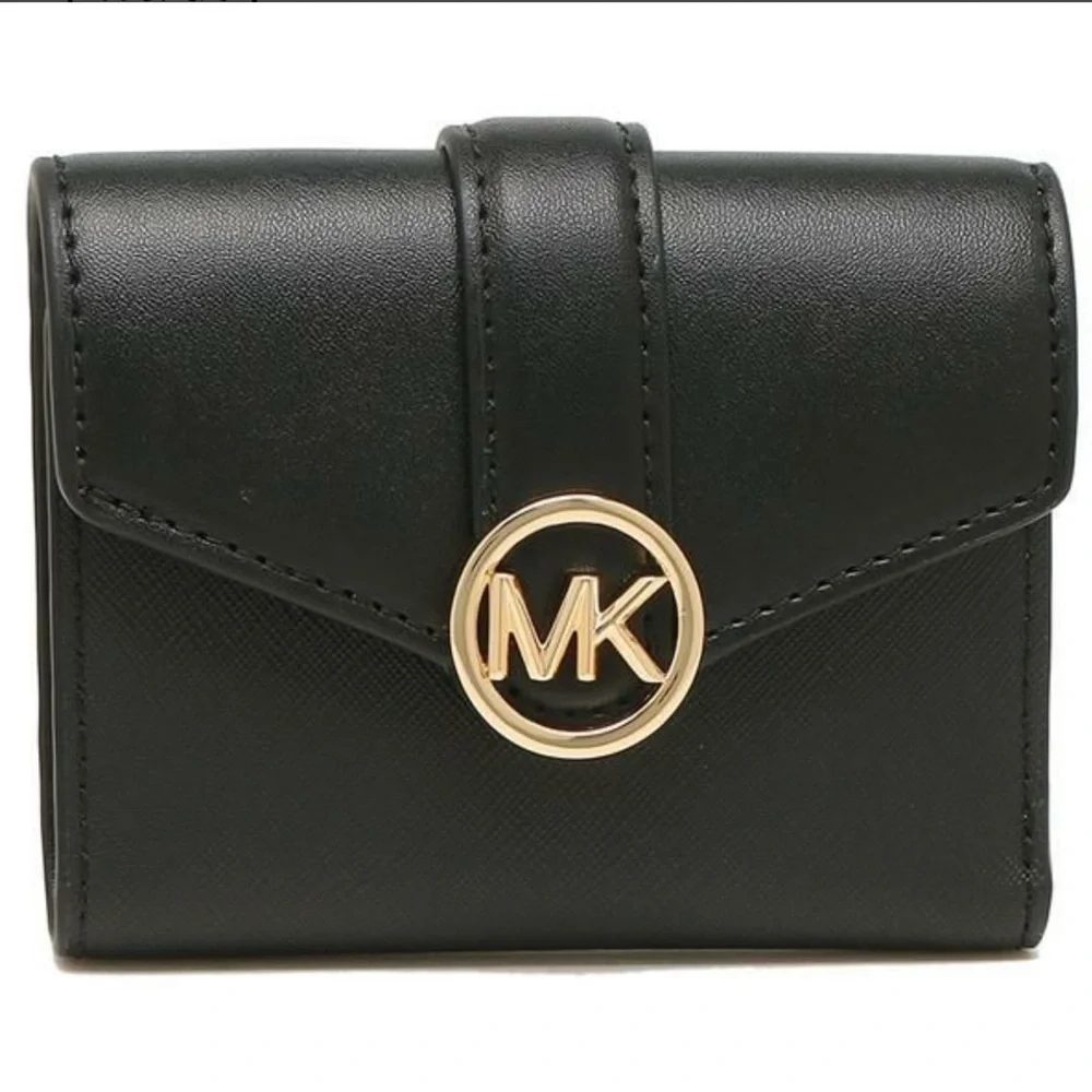 MICHAEL KORS Carmen Medium Faux Leather Wallet BLACK COLOR